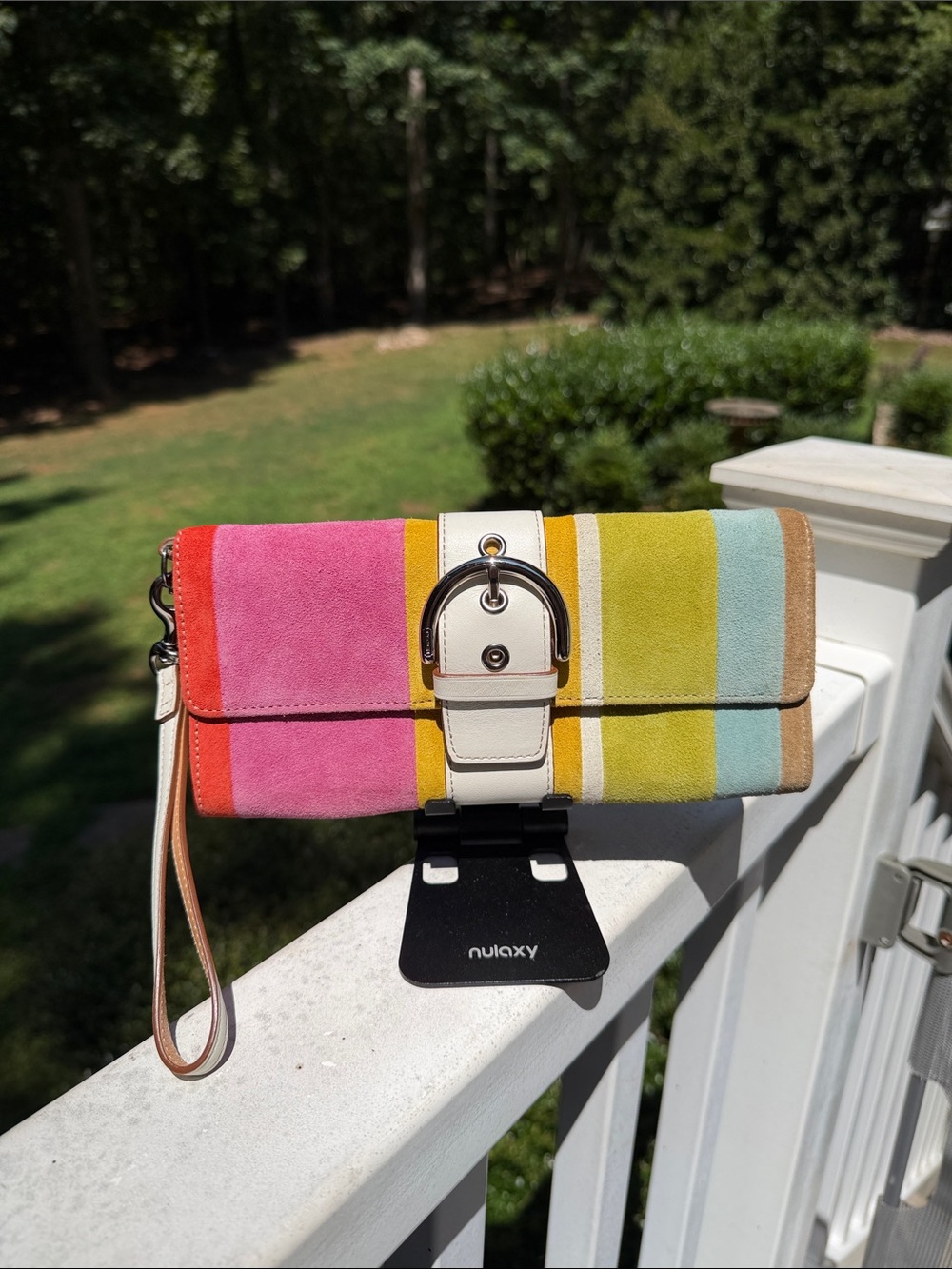 Coach Soho Wristlet/Clutch Multicolor Suede Striped, Leather Trim *VINTAGE* 2003 - Picture 10 of 17
